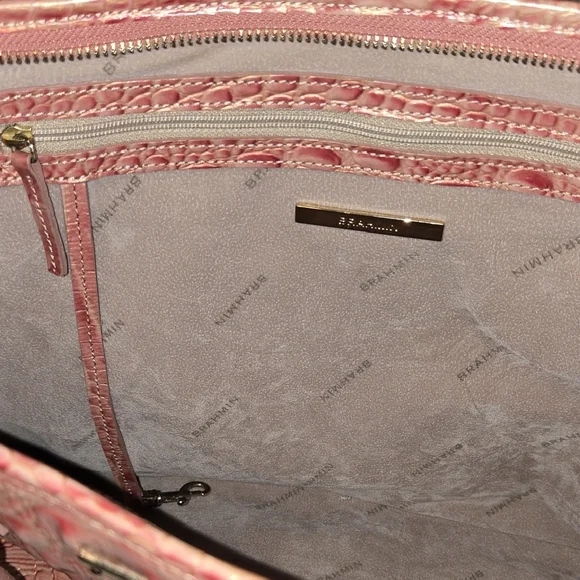 Brahmin Rose Quartz Melbourne Crocodile-Embossed Asher Tote. EUC - Picture 10 of 15